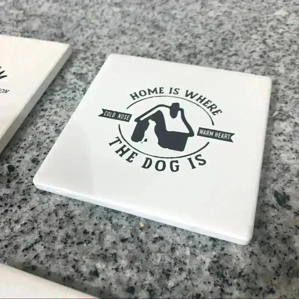 Set of 6 white dog lover coasters - Picture 5 of 8
